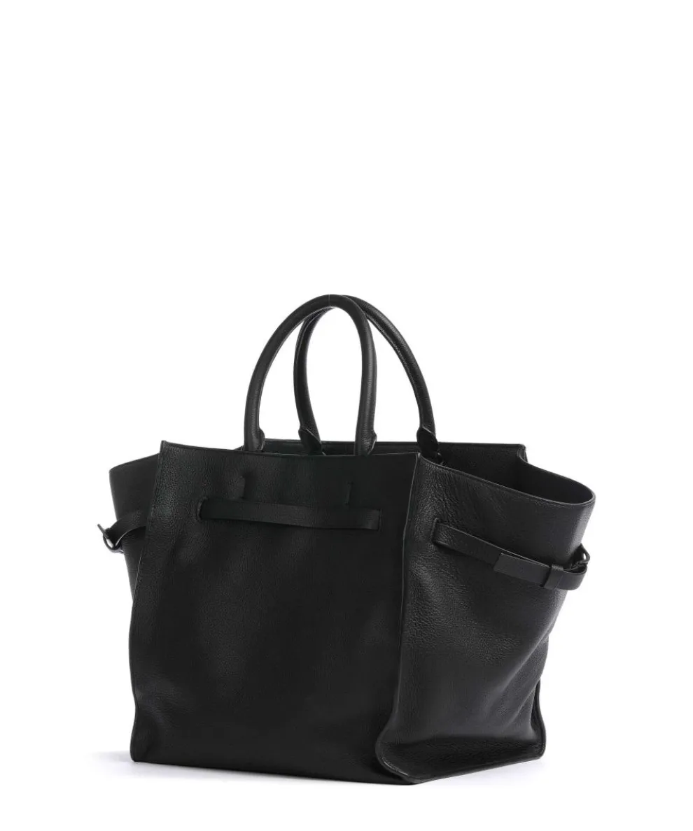 Lora Small Pebble L Handtasche genarbtes Rindsleder schwarz