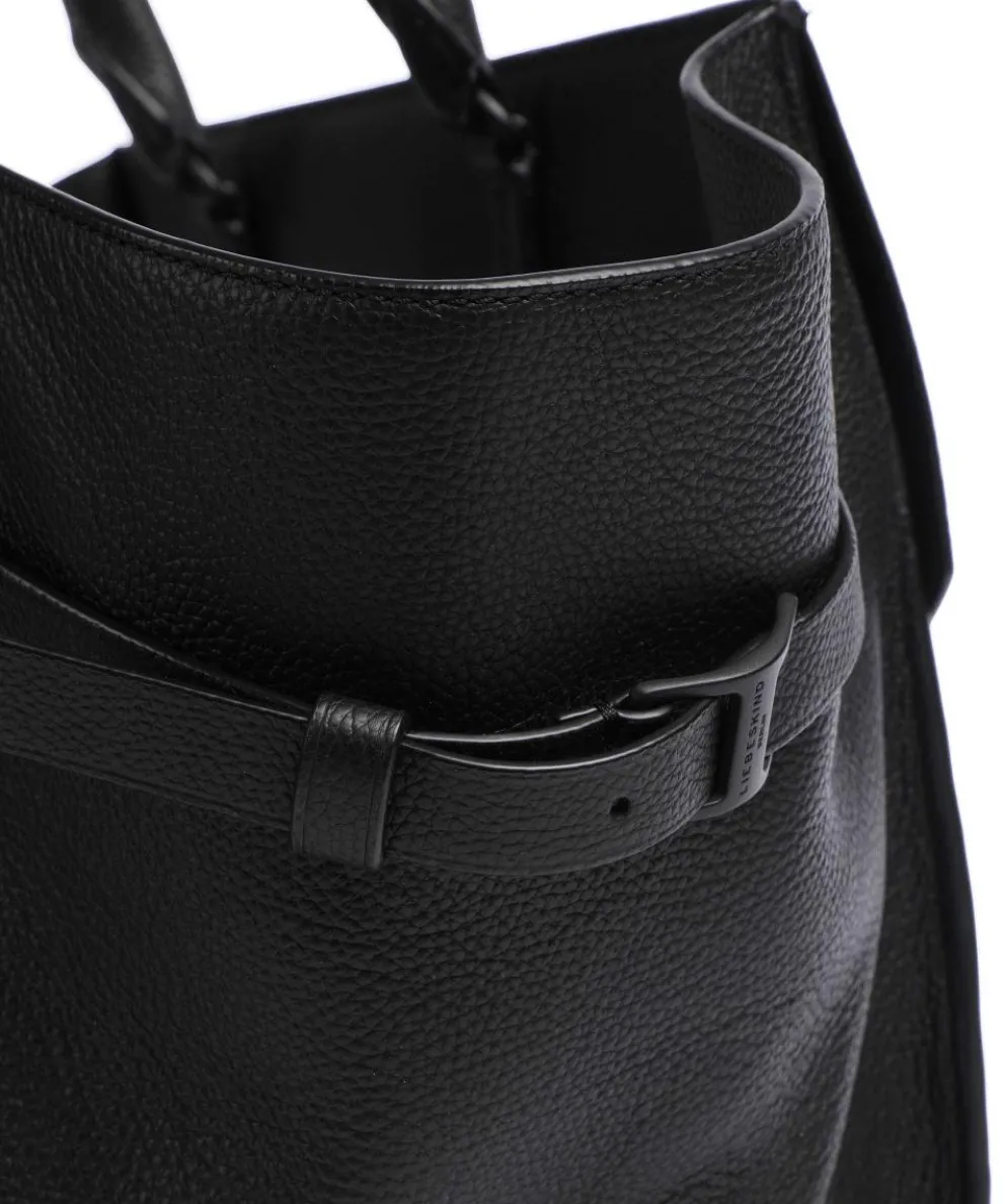 Lora Small Pebble L Handtasche genarbtes Rindsleder schwarz