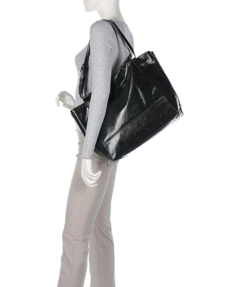 Lou 2 Paper Touch L Shopper Leder schwarz