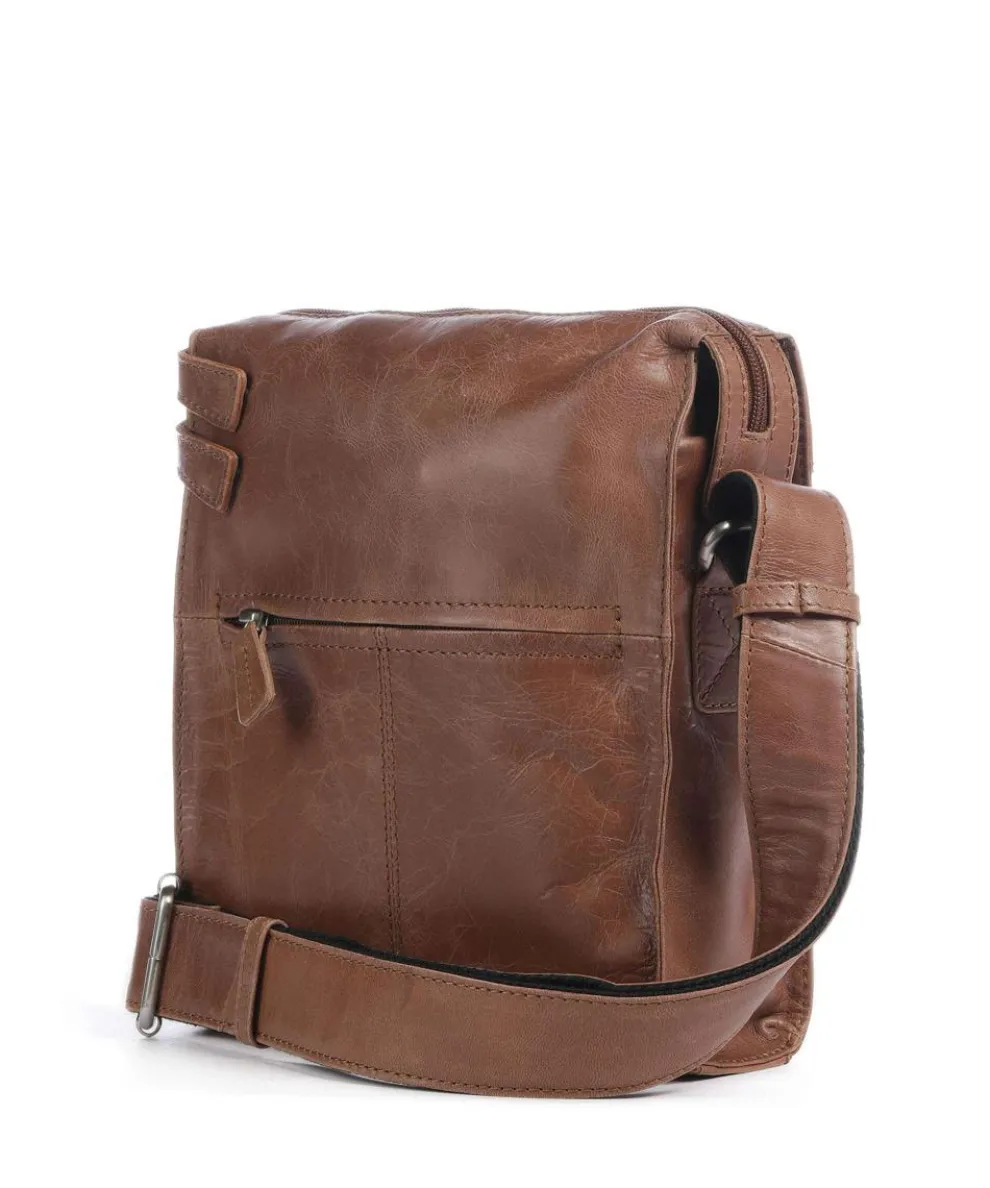 City Cowboy Clark Umhängetasche fein genarbtes Leder cognac
