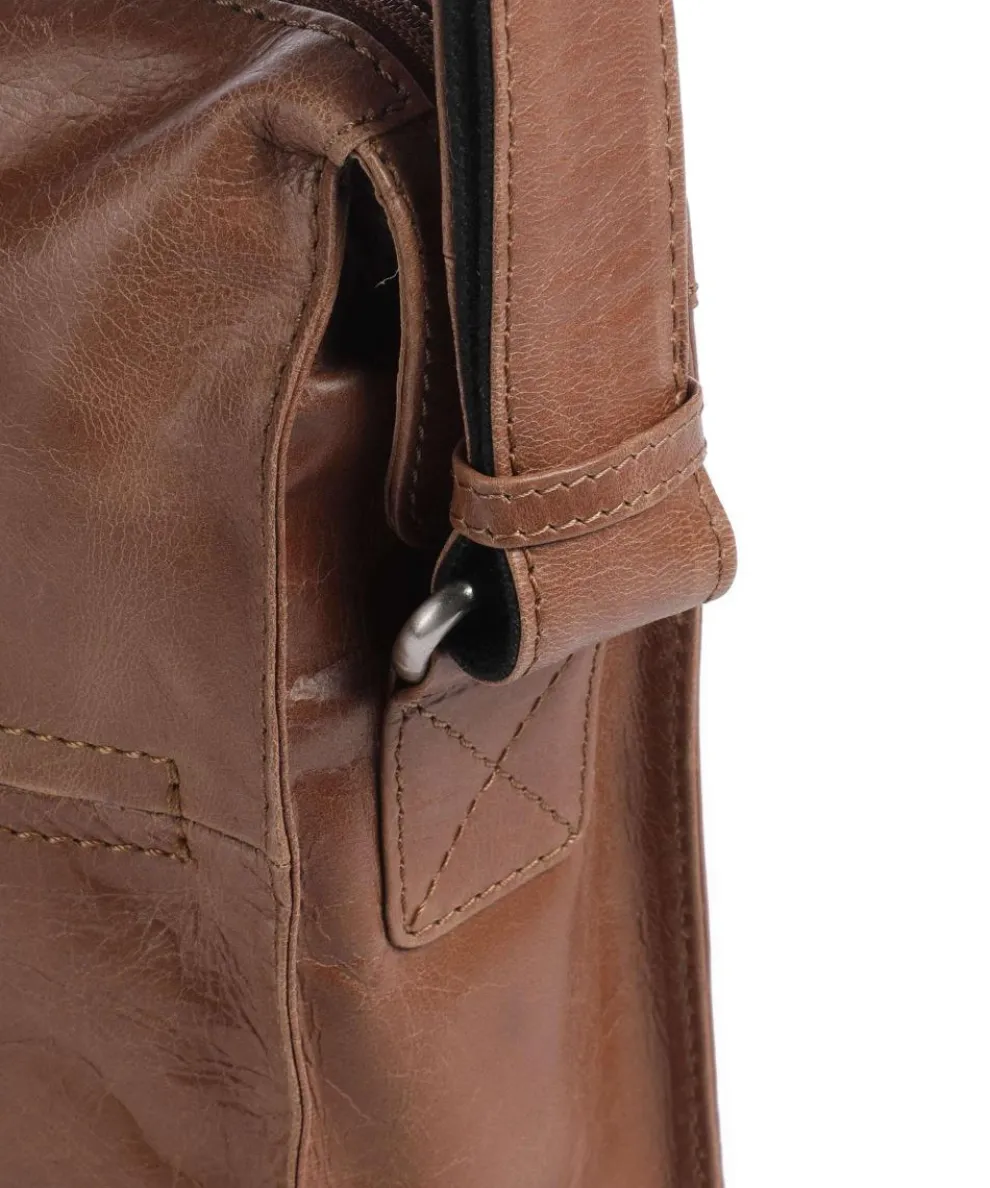 City Cowboy Clark Umhängetasche fein genarbtes Leder cognac