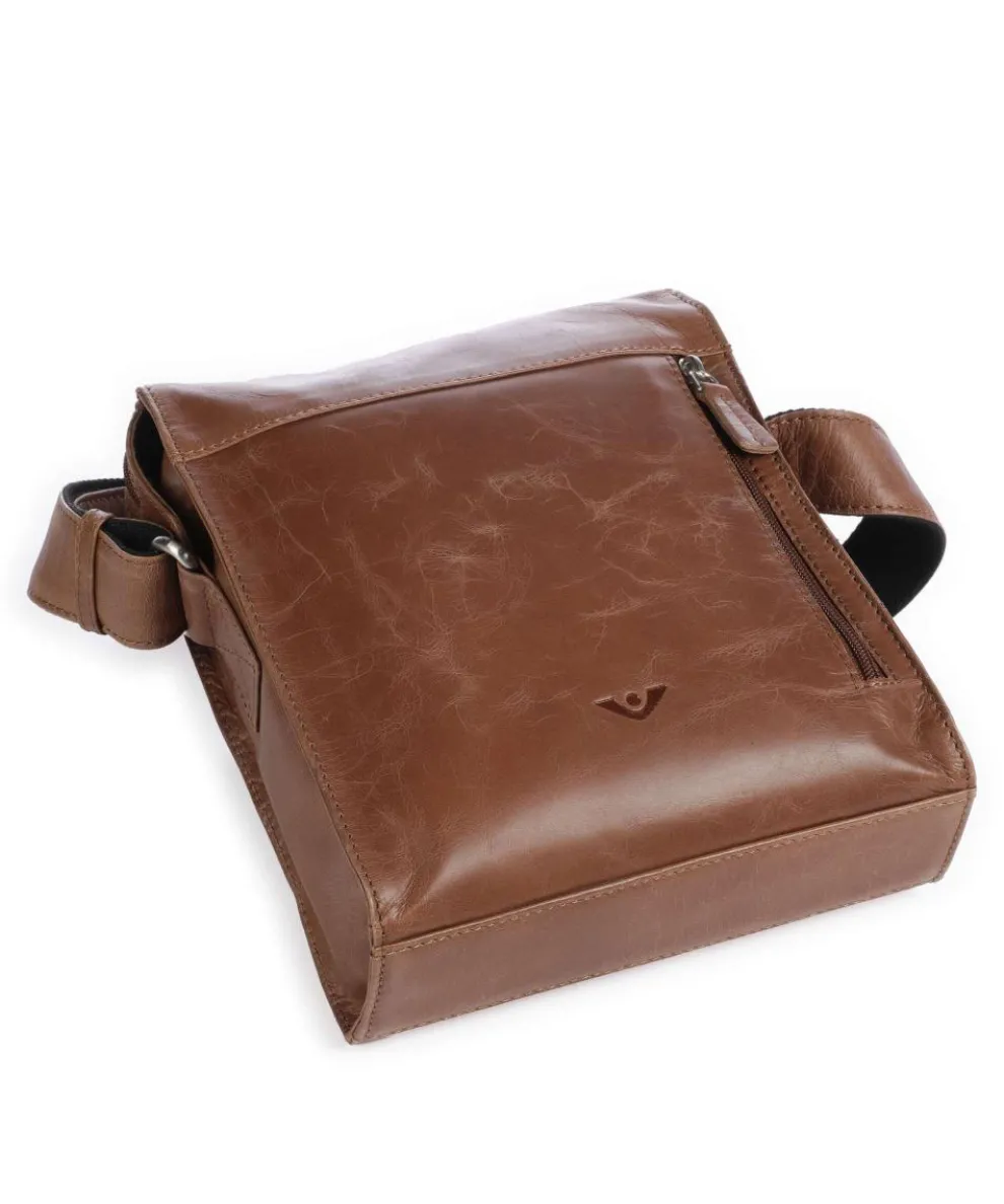 City Cowboy Clark Umhängetasche fein genarbtes Leder cognac