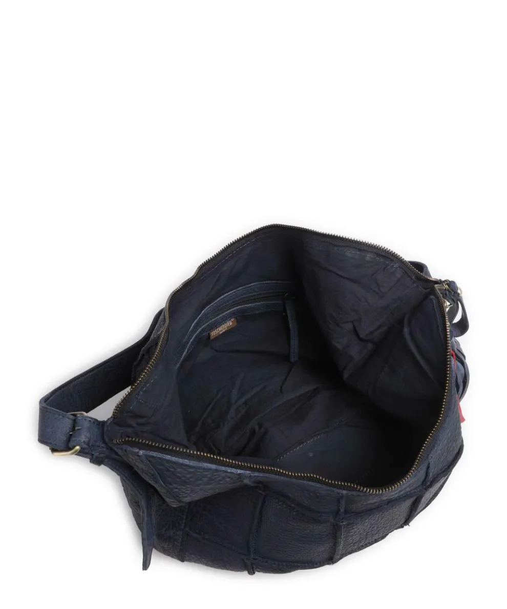Malvengasse 5 Schultertasche genarbtes Leder navy