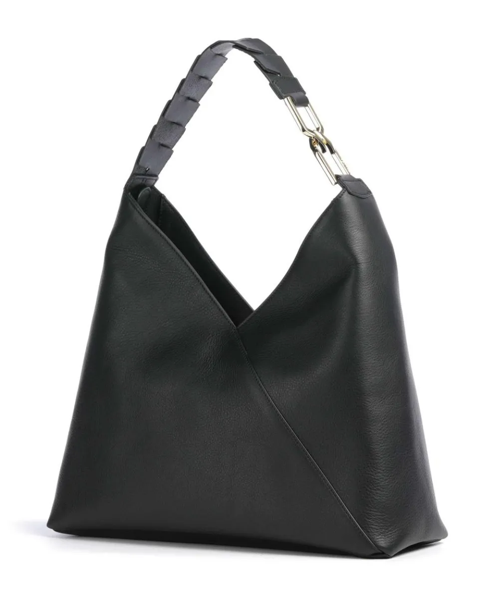 Pagode L Beuteltasche genarbtes Rindsleder schwarz