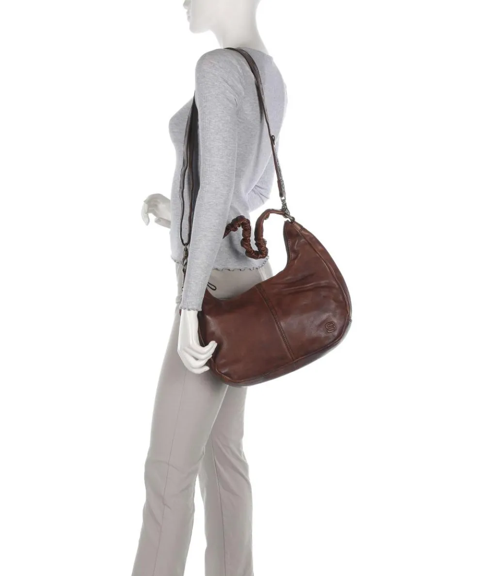 Apache Harli Schultertasche genarbtes Leder braun