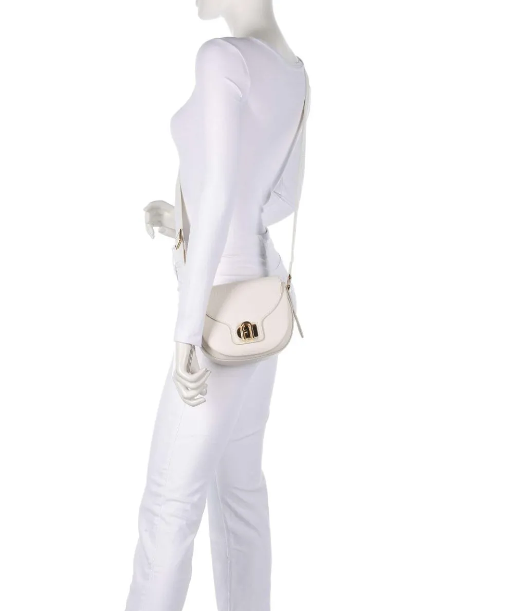 Lotus Mini Umhängetasche genarbtes Leder weiß