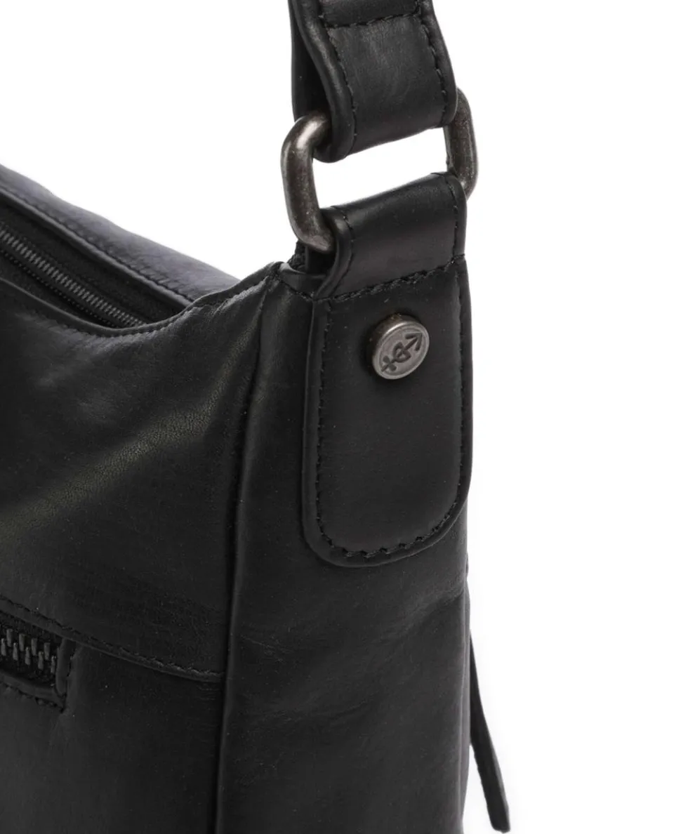 Cow Wax Pull Up Loraine Umhängetasche Rindsleder schwarz