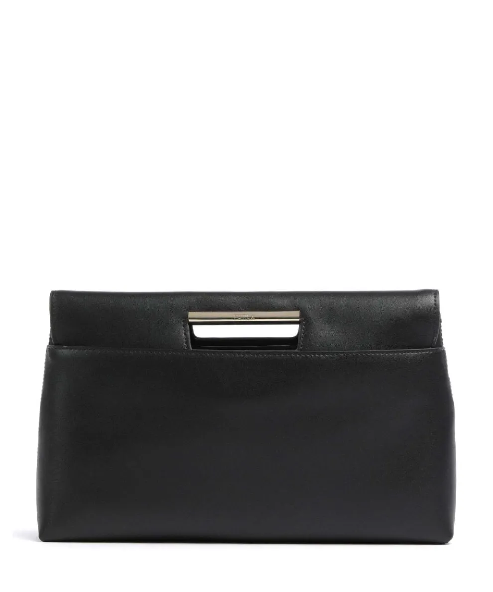 Giada Clutch fein genarbtes Leder schwarz