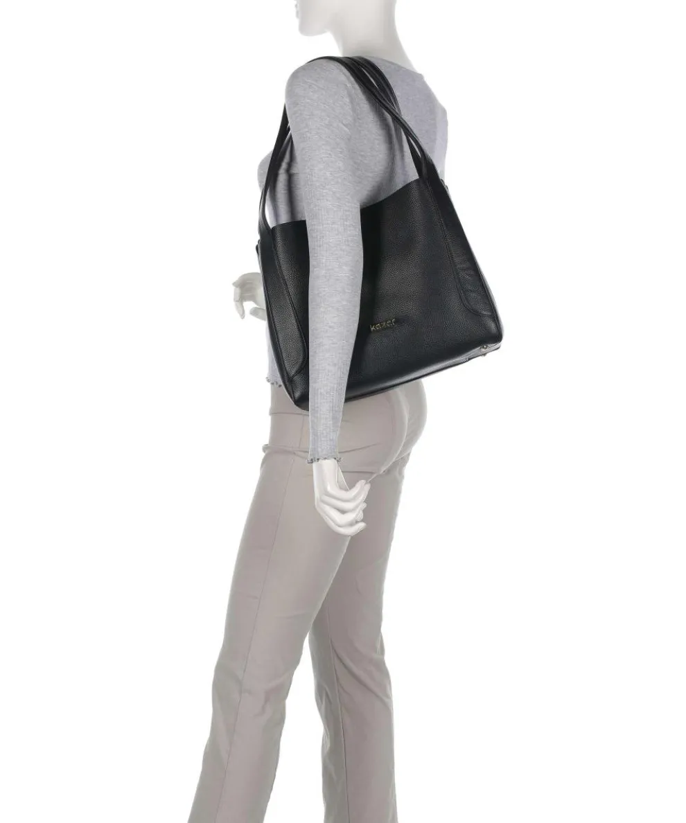 Ange Beuteltasche genarbtes Rindsleder schwarz