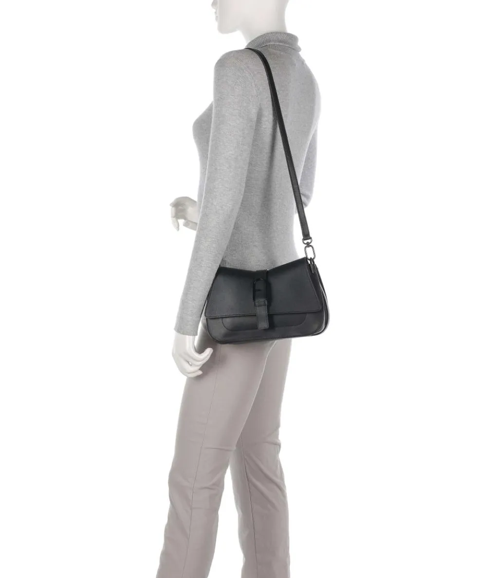 Flow M Handtasche fein genarbtes Leder schwarz