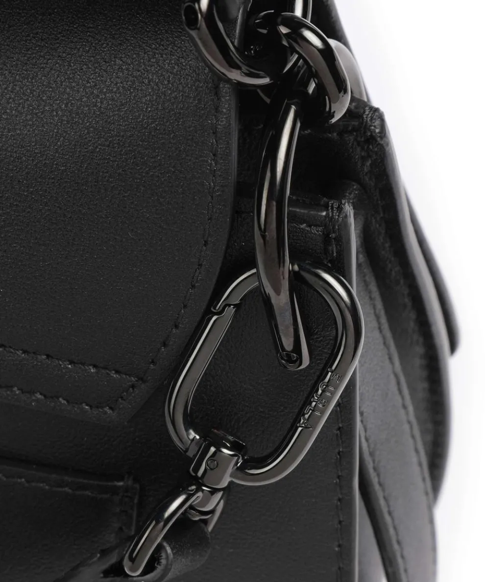 Flow M Handtasche fein genarbtes Leder schwarz