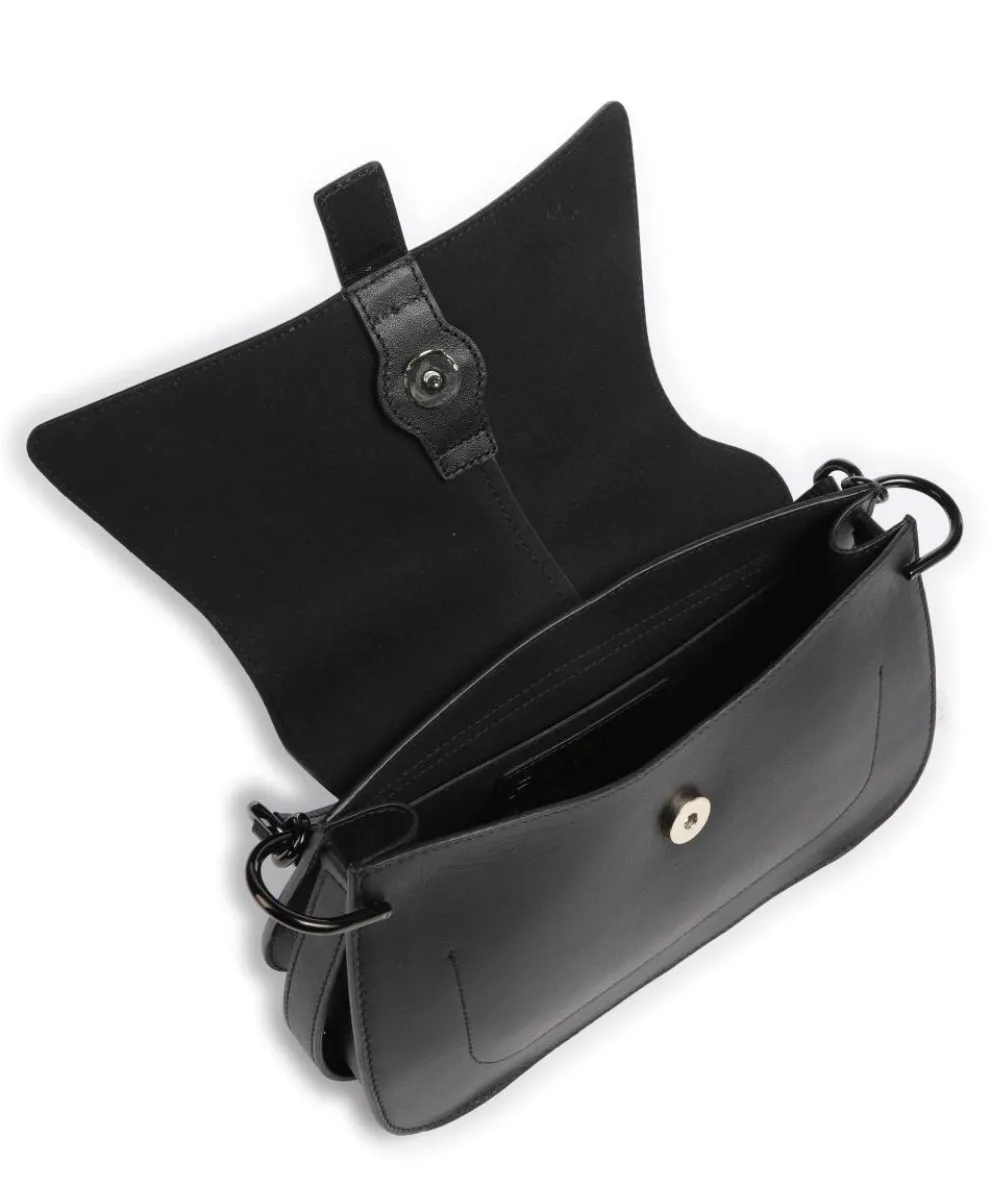 Flow M Handtasche fein genarbtes Leder schwarz