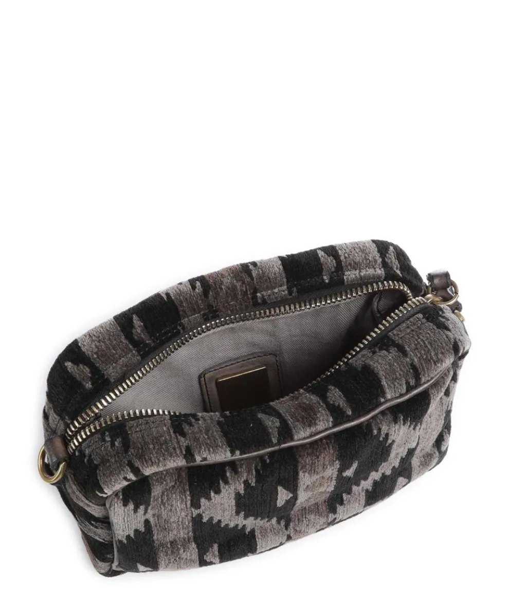 Schultertasche Textil schwarz/grau