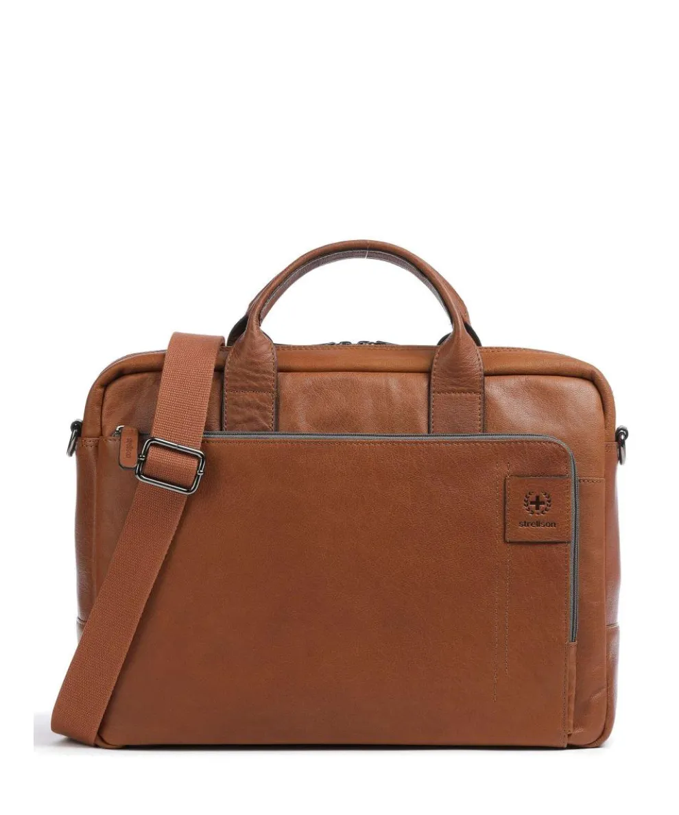 Hyde Aktentasche 15″ genarbtes Leder cognac
