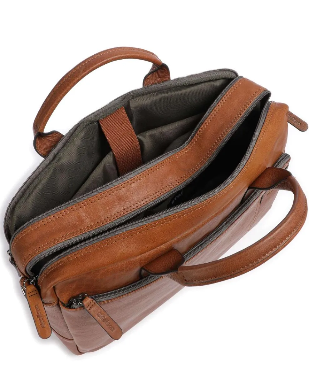 Hyde Aktentasche 15″ genarbtes Leder cognac