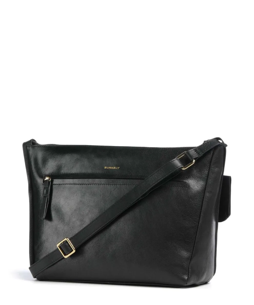 Fine Florence Umhängetasche fein genarbtes Leder schwarz