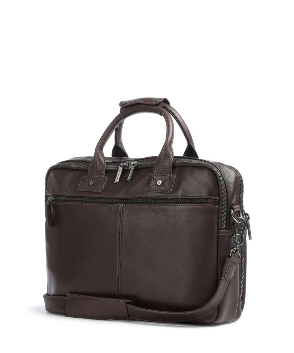 Firenze Aktentasche 15″ genarbtes Leder dunkelbraun