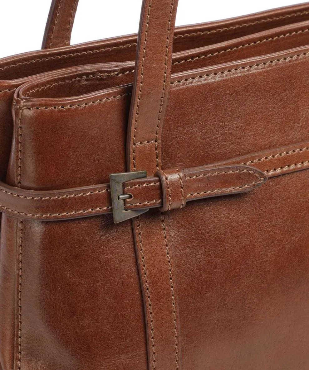 Schultertasche fein genarbtes Rindsleder braun