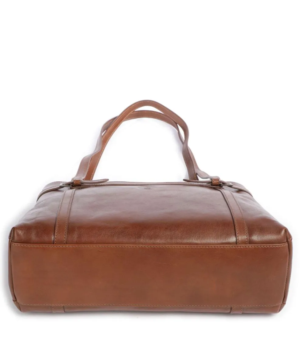 Schultertasche fein genarbtes Rindsleder braun