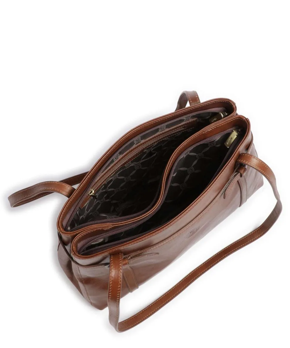 Schultertasche fein genarbtes Rindsleder braun