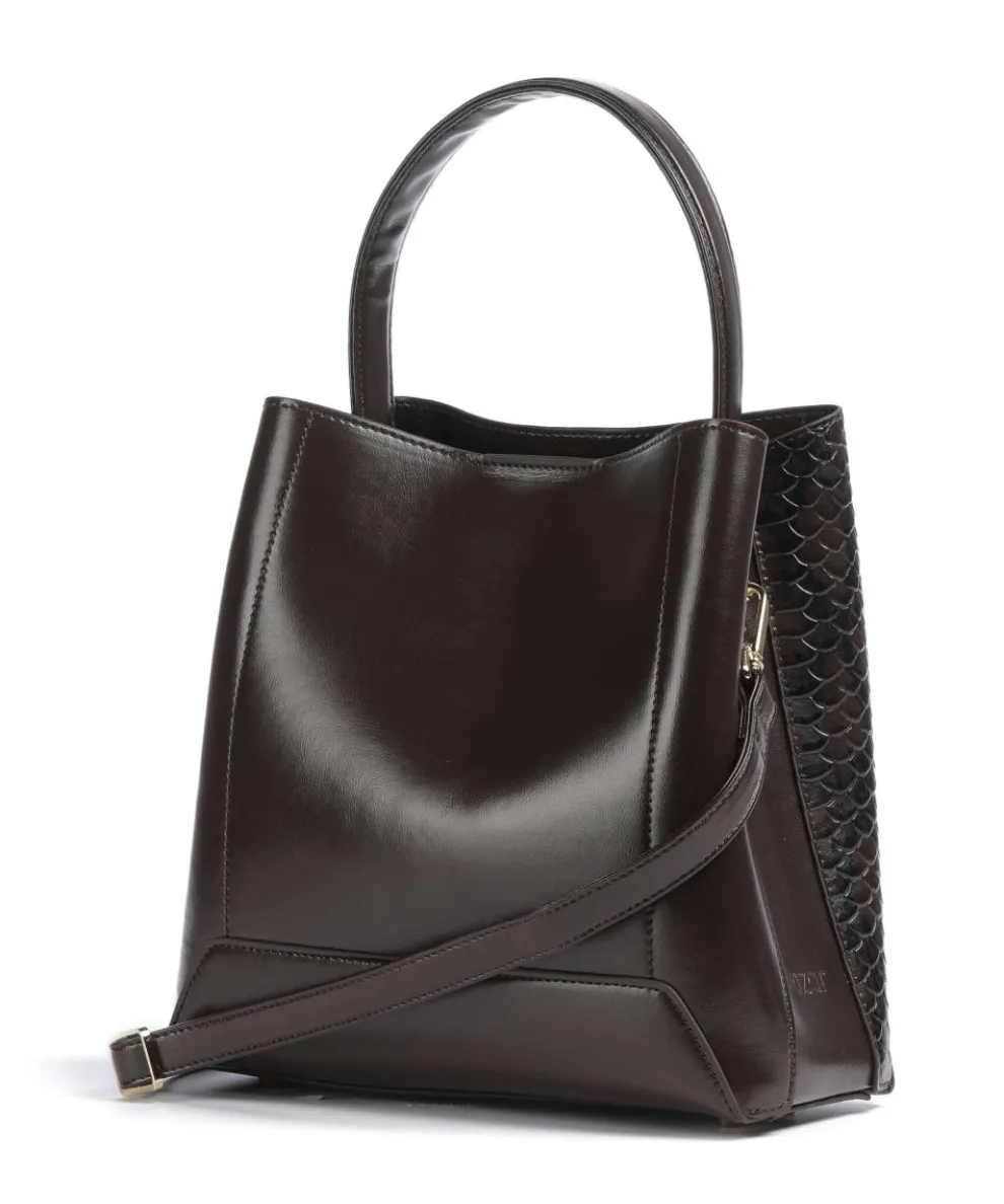 Laurie Handtasche geprägtes Rindsleder dunkelbraun