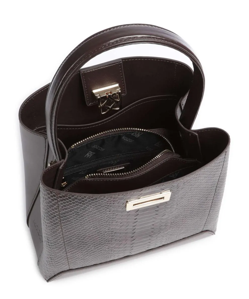 Laurie Handtasche geprägtes Rindsleder dunkelbraun