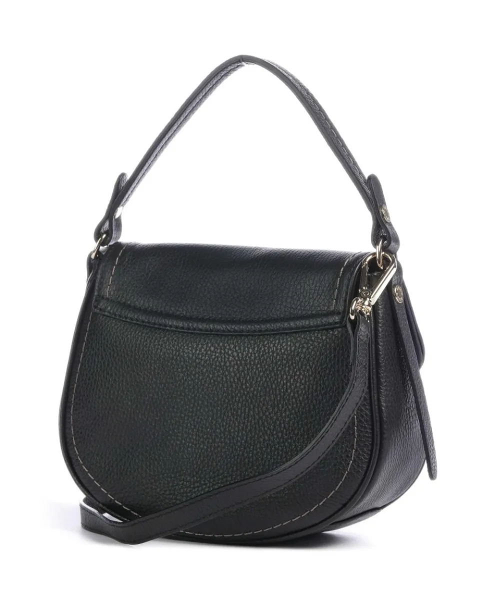 Gondola Stella mini Schultertasche genarbtes Leder schwarz