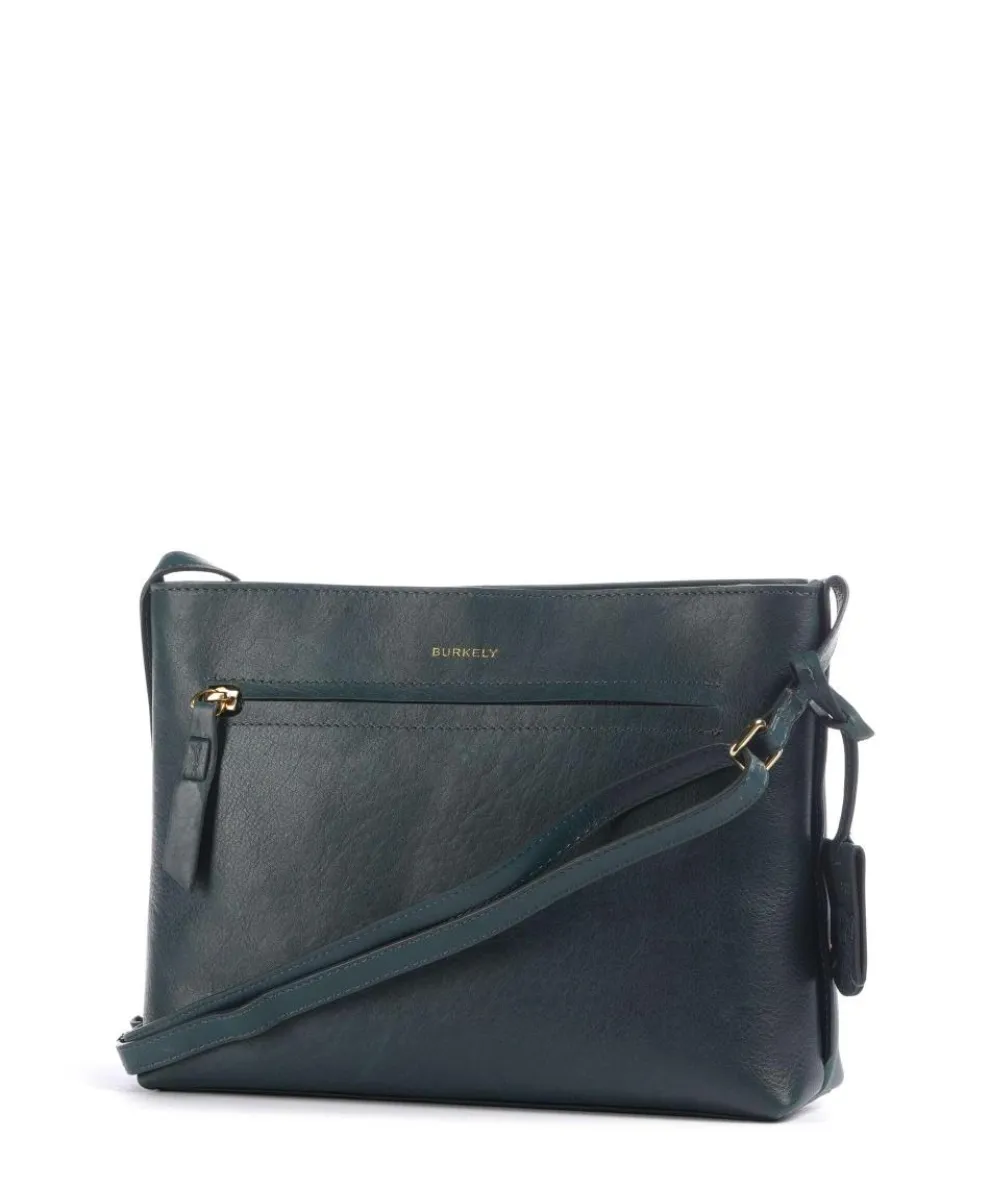 Fine Florence Umhängetasche fein genarbtes Leder petrol