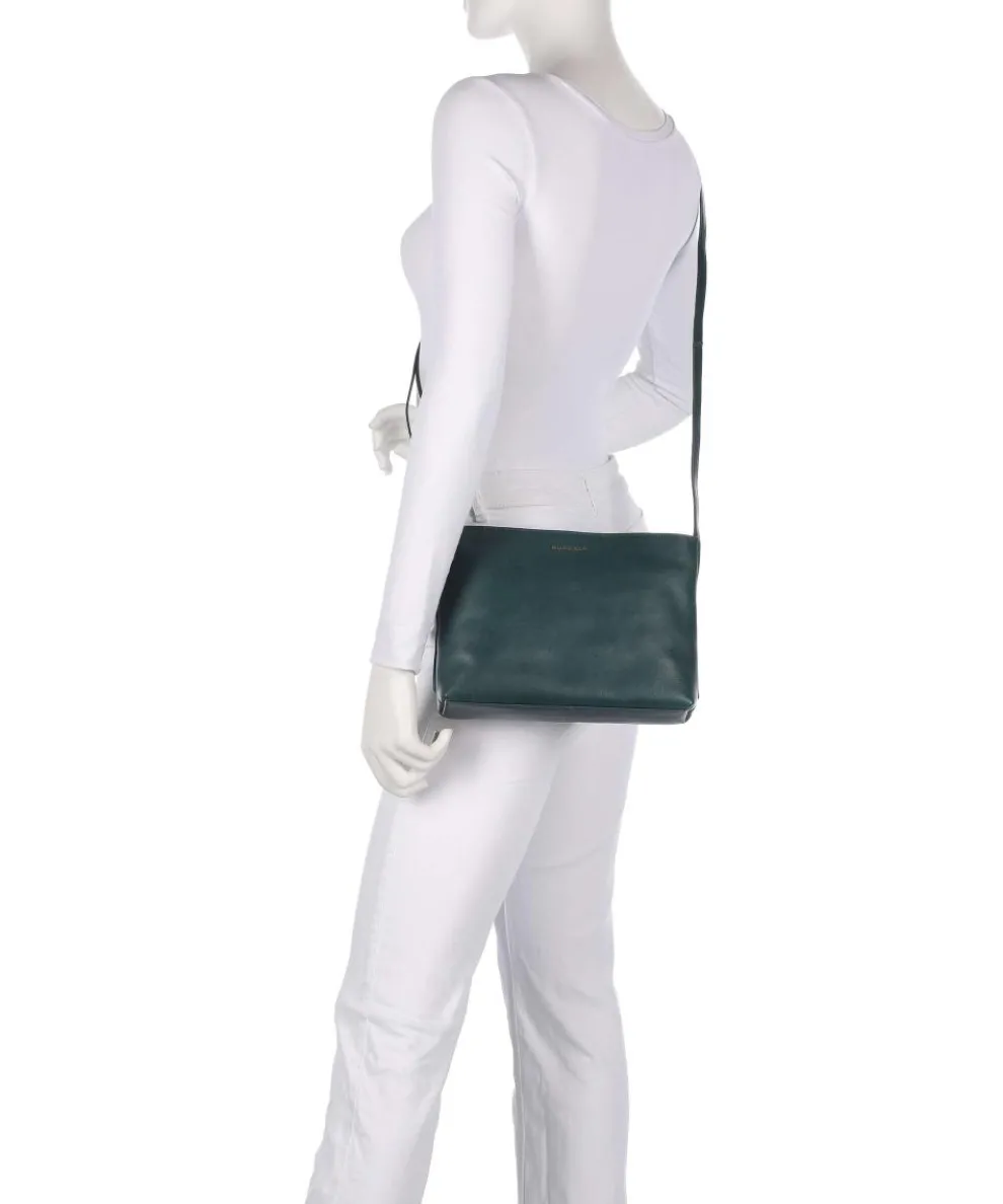 Fine Florence Umhängetasche fein genarbtes Leder petrol