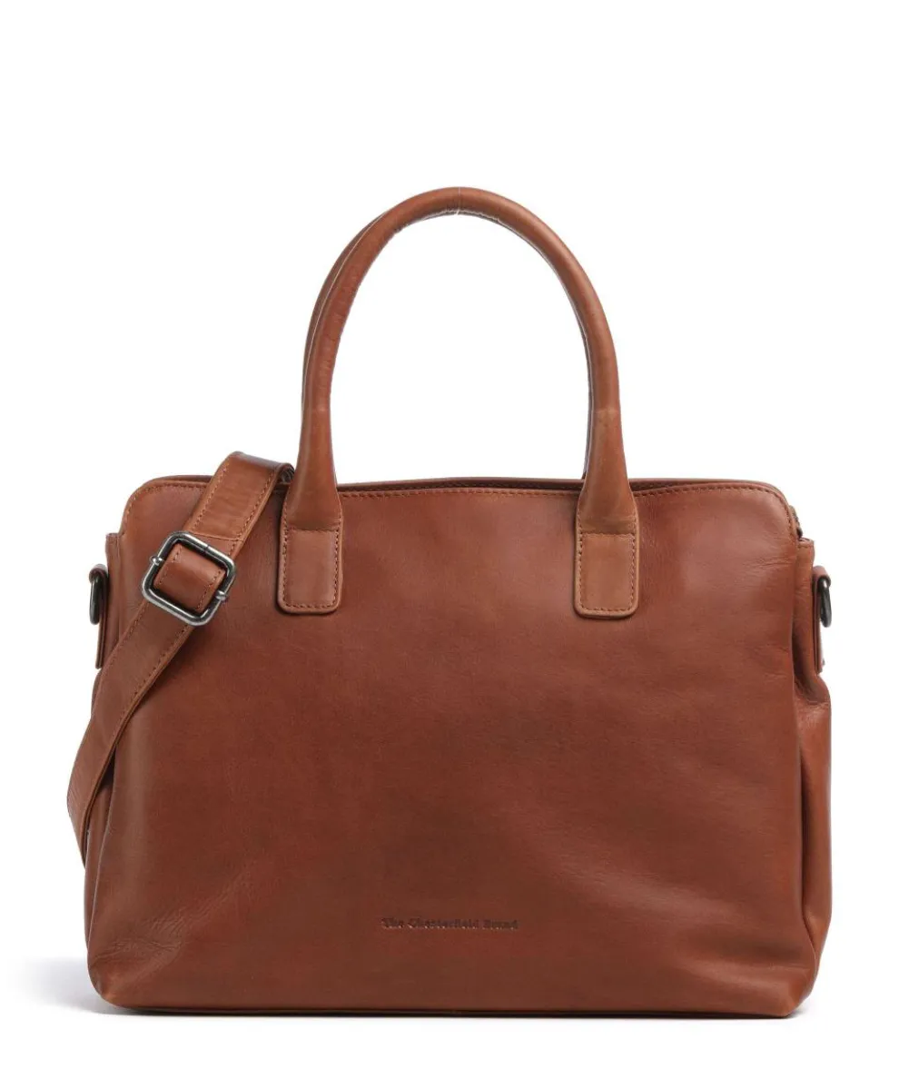 Wax Pull Up Cow Valmonte Handtasche fein genarbtes Rindsleder cognac