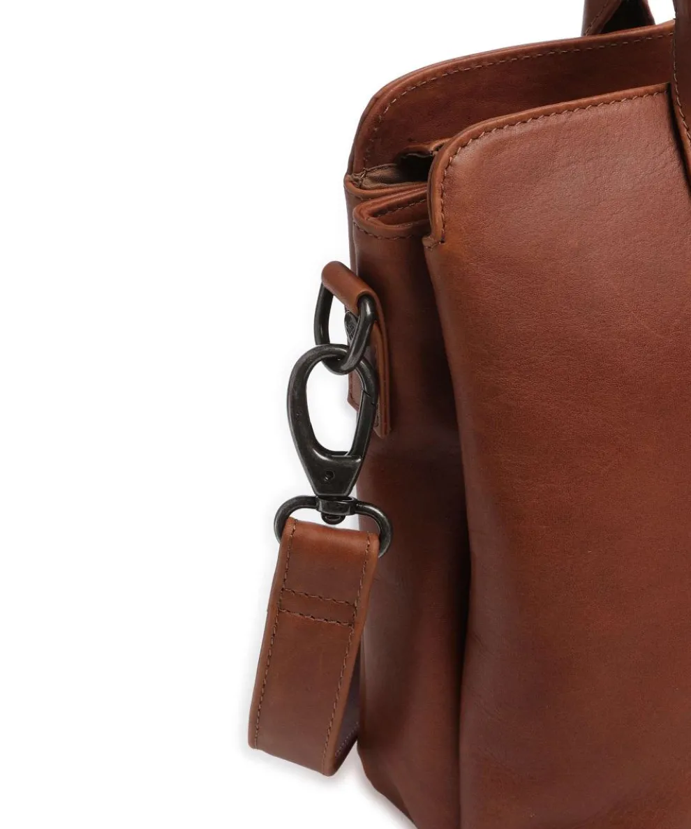 Wax Pull Up Cow Valmonte Handtasche fein genarbtes Rindsleder cognac