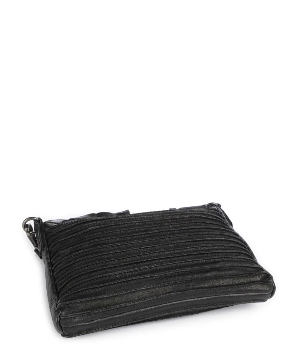 Bestseller Riffel Umhängetasche genarbtes Leder schwarz