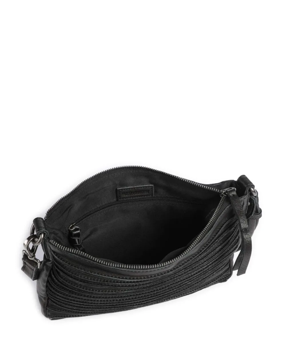 Bestseller Riffel Umhängetasche genarbtes Leder schwarz