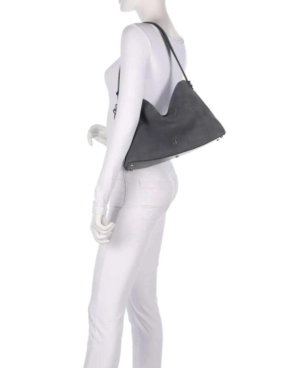 Delia M Beuteltasche aufgerautes Leder dunkelgrau