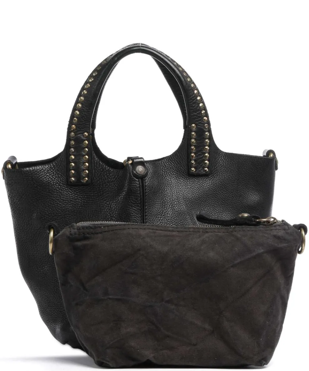 Umhängetasche genarbtes Rindsleder schwarz