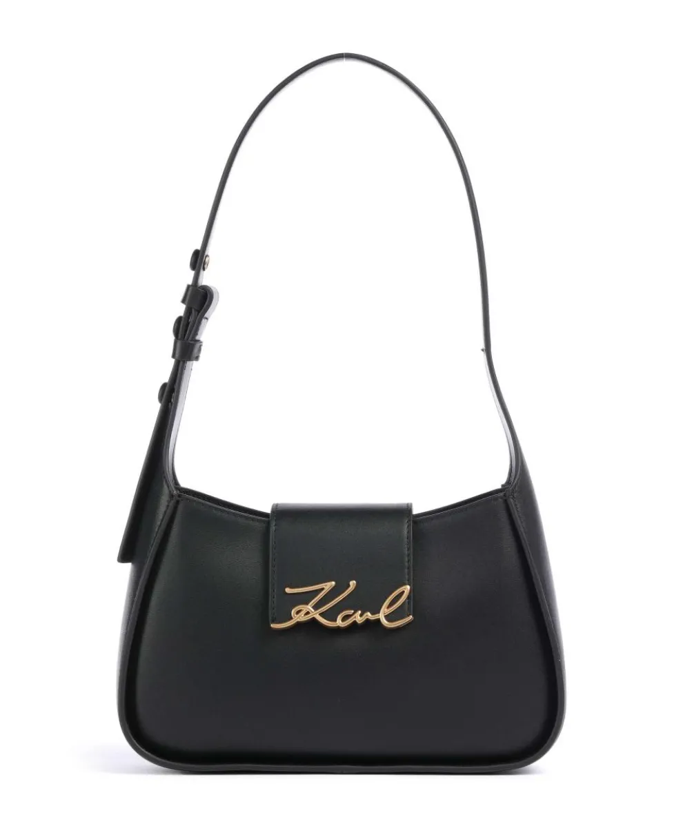 K/Signature Schultertasche fein genarbtes Rindsleder schwarz