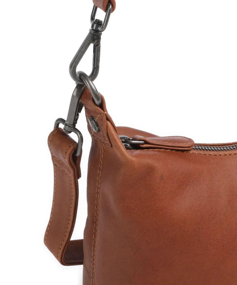 Wax Pull Up Cow Christie Schultertasche fein genarbtes Rindsleder cognac