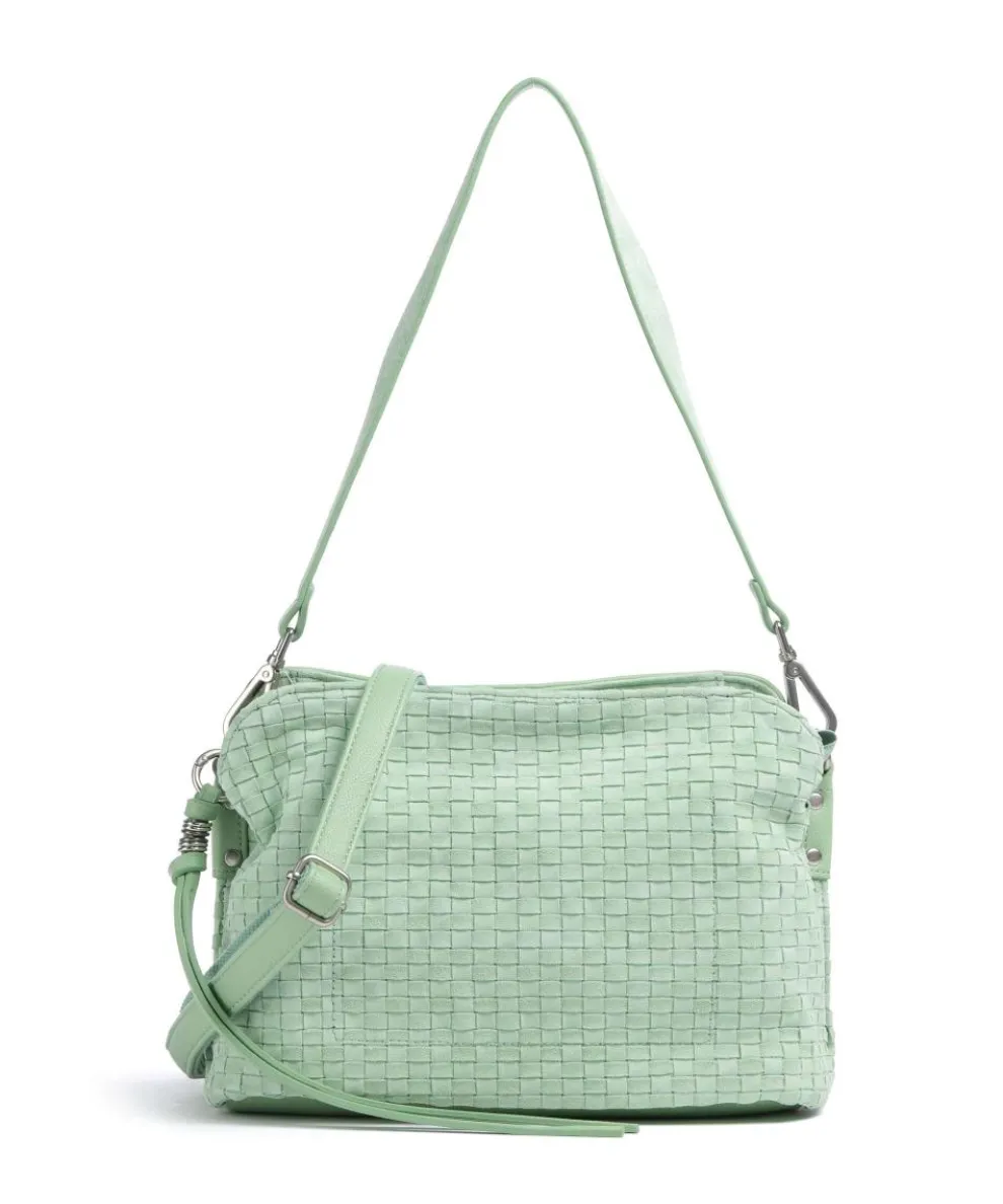 Weave Harmony Schultertasche aufgerautes Leder mintgrün