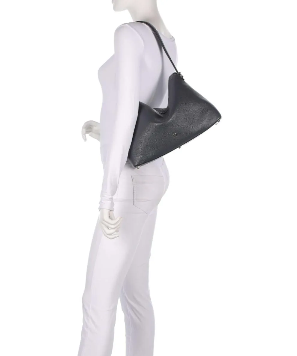 Delia M Beuteltasche genarbtes Rindsleder dunkelgrau