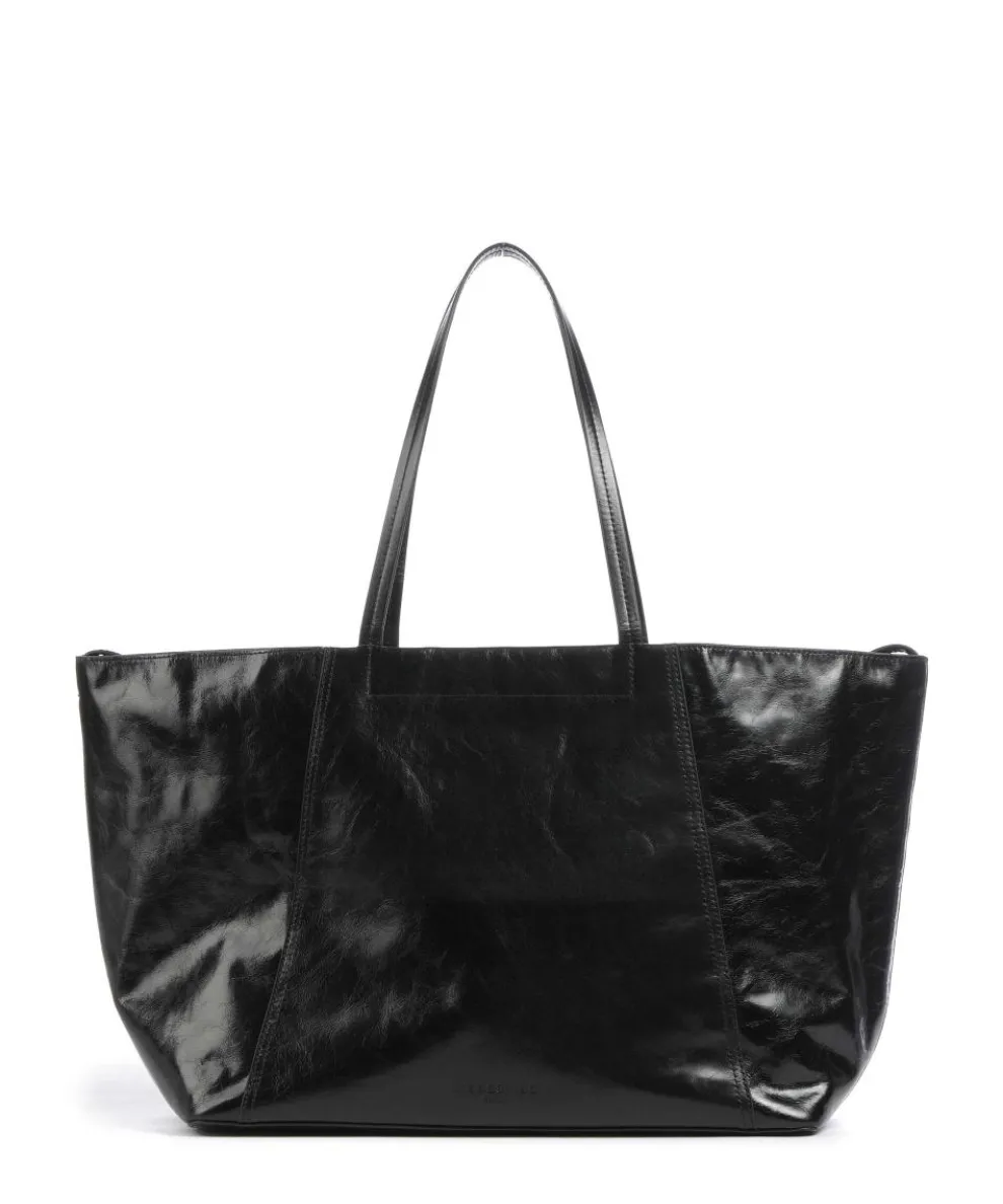 Chudy Paper Touch Crinkle L Shopper fein genarbtes Kalbsleder schwarz