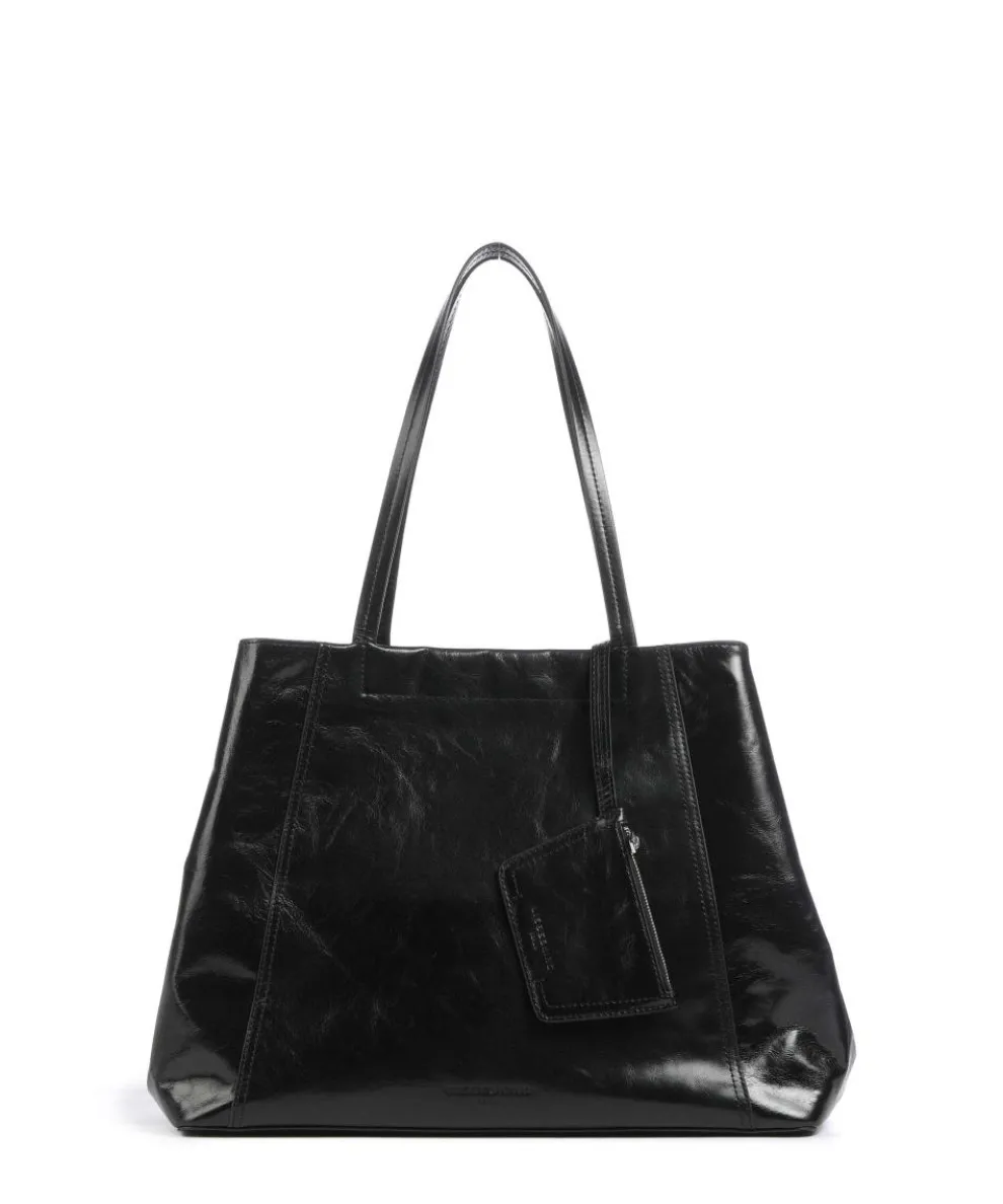 Chudy Paper Touch Crinkle L Shopper fein genarbtes Kalbsleder schwarz