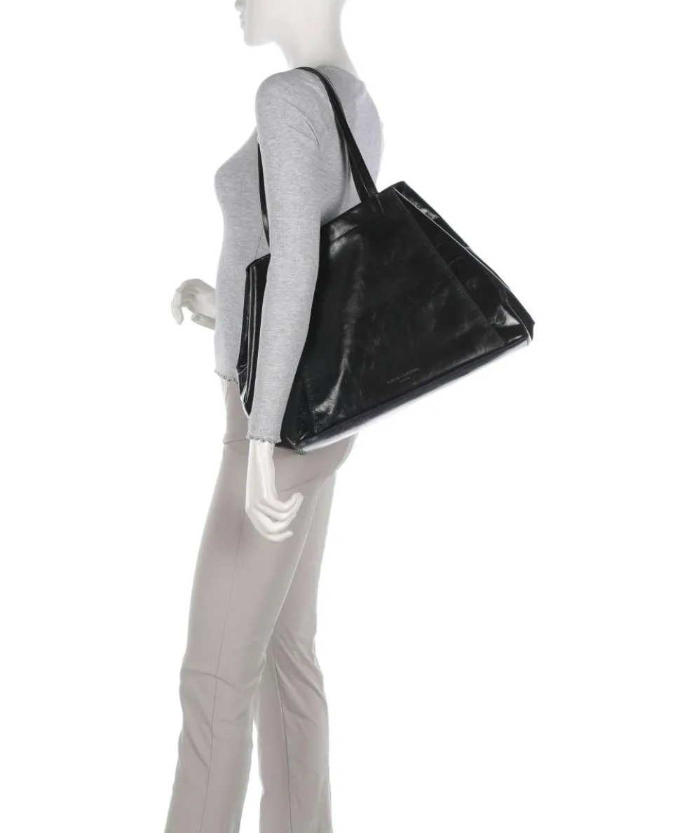 Chudy Paper Touch Crinkle L Shopper fein genarbtes Kalbsleder schwarz