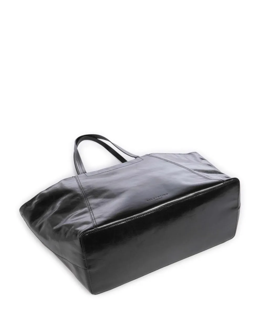 Chudy Paper Touch Crinkle L Shopper fein genarbtes Kalbsleder schwarz