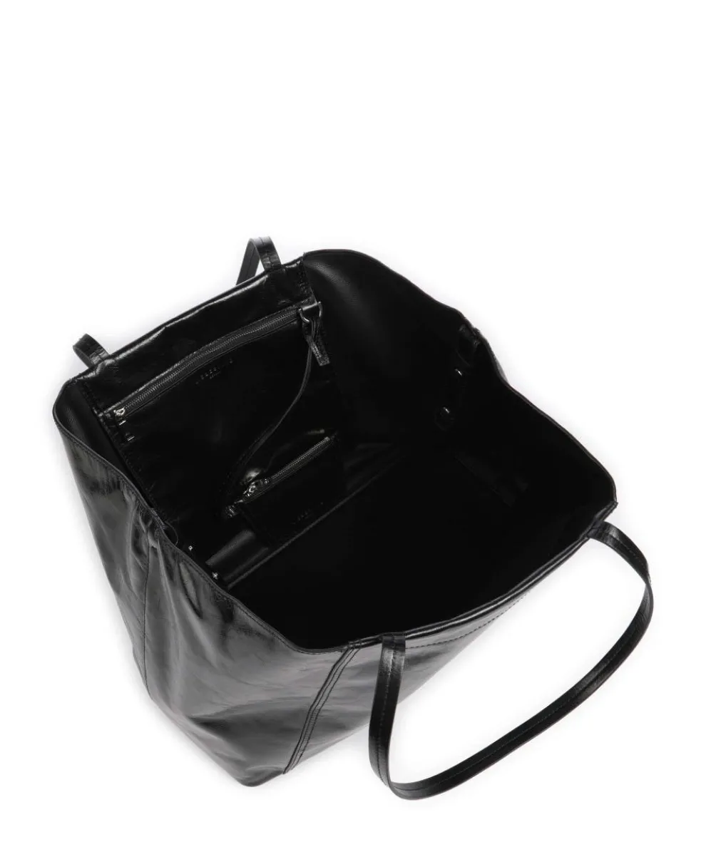 Chudy Paper Touch Crinkle L Shopper fein genarbtes Kalbsleder schwarz