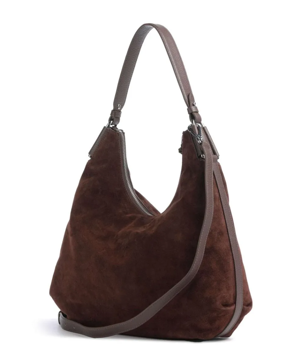 Rebekka Suede Beuteltasche aufgerautes Rindsleder dunkelbraun