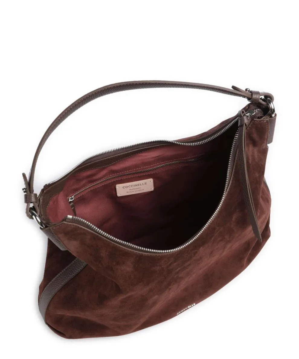 Rebekka Suede Beuteltasche aufgerautes Rindsleder dunkelbraun