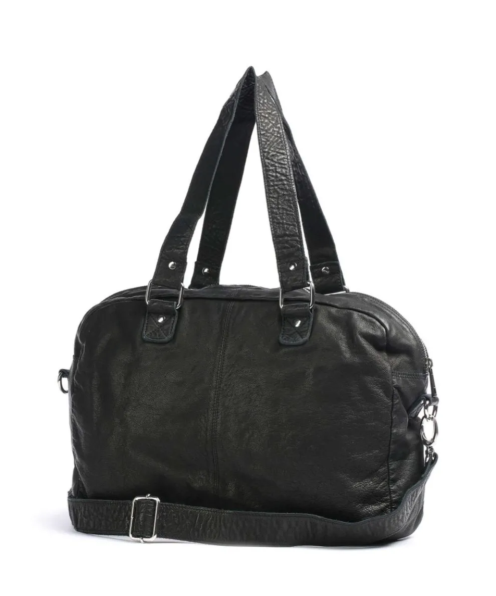 Washed Mille Shopper fein genarbtes Kalbsleder schwarz