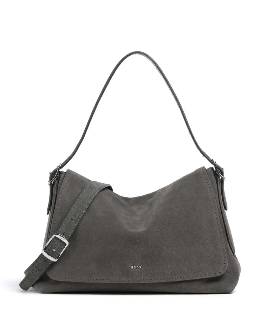 Suede Carina Beuteltasche aufgerautes Leder dunkelgrau