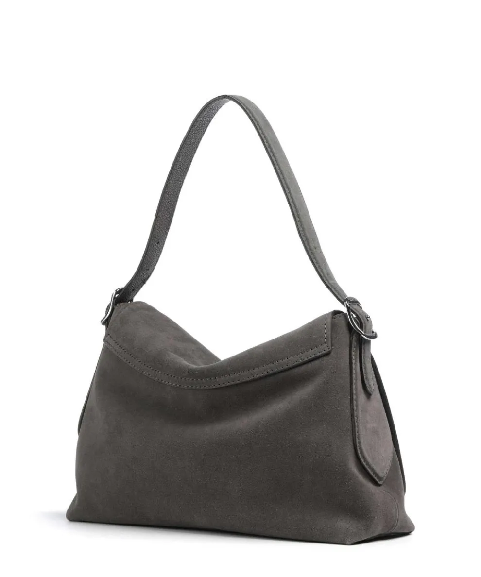 Suede Carina Beuteltasche aufgerautes Leder dunkelgrau