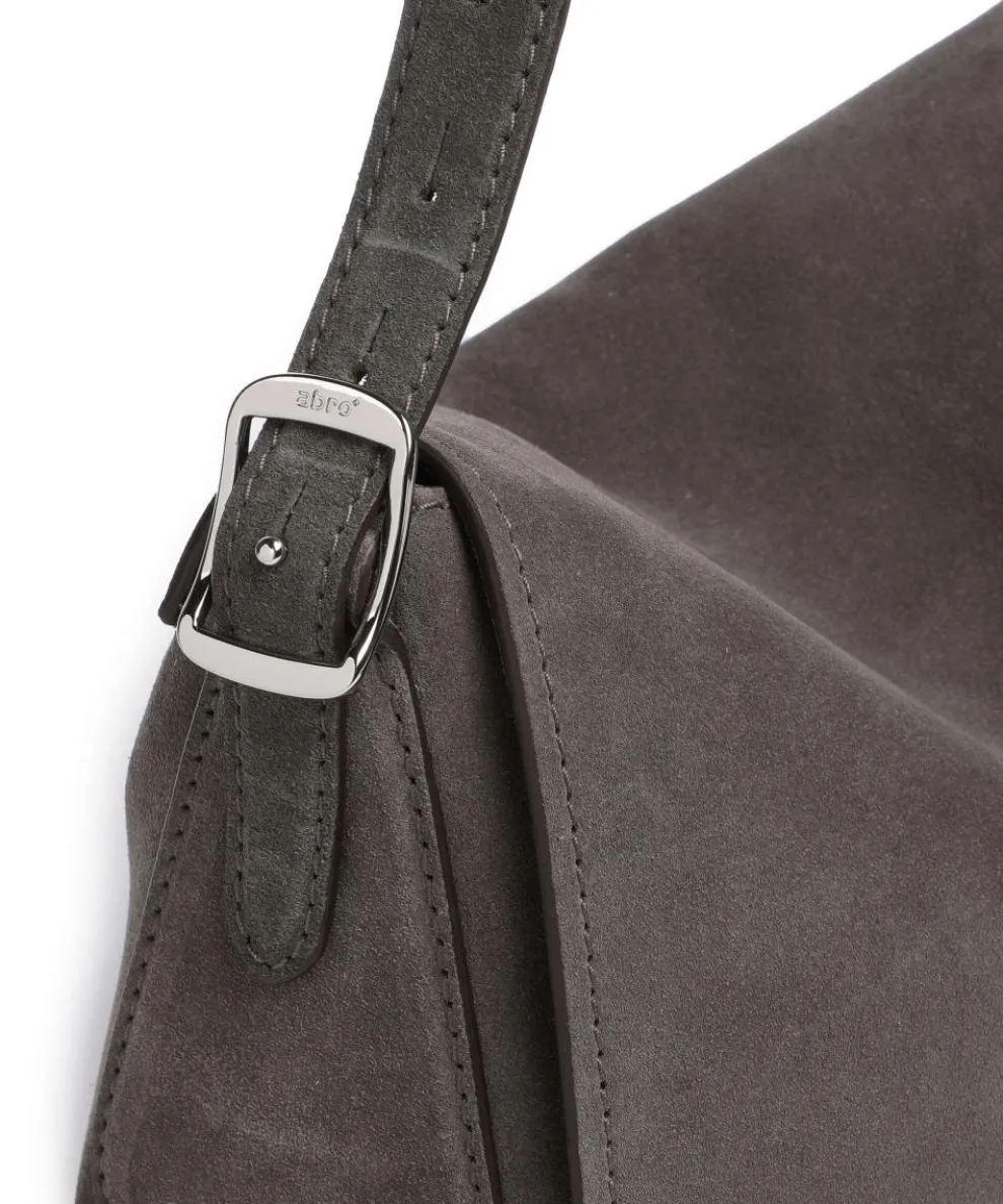 Suede Carina Beuteltasche aufgerautes Leder dunkelgrau